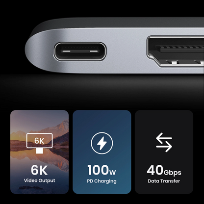 USB-C razdelilnik UGREEN CM380 (80856) za Apple MacBook Pro / Air serijo, 2 x USB-A 3.0 - 1 x USB-C - 1 x HDMI - 1 x SD - 1 x microSD