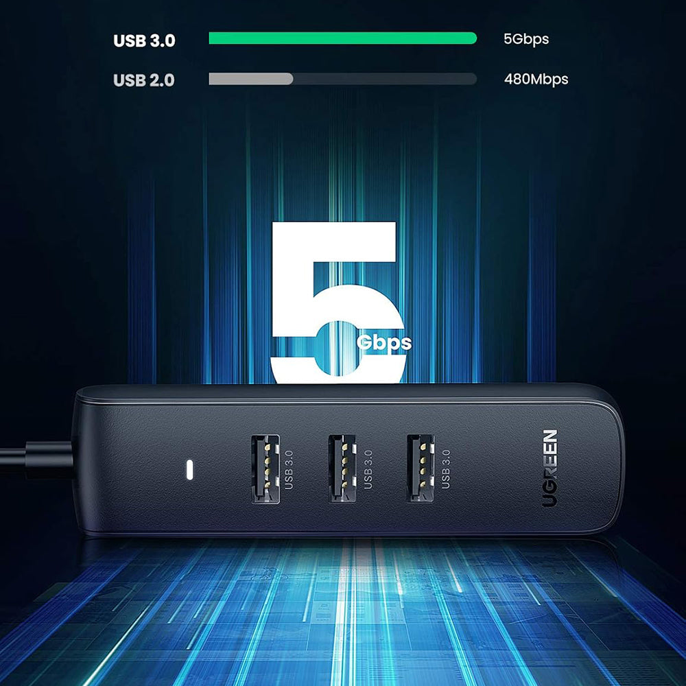 USB-C razdelilnik UGREEN CM416 (10916), 4 x USB-A 3.0, Črn