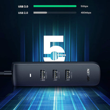 USB-C razdelilnik UGREEN CM416 (10916), 4 x USB-A 3.0, Črn