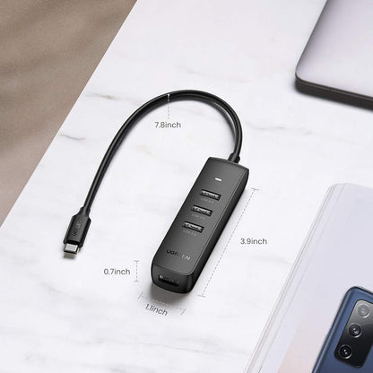 USB-C razdelilnik UGREEN CM416 (10916), 4 x USB-A 3.0, Črn