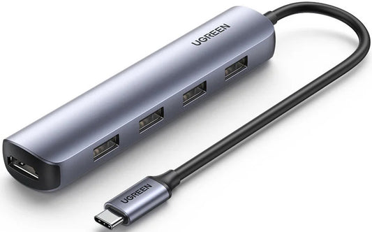 Hub USB-C UGREEN CM417, 4 x USB-A 3.2 - 1 x HDMI, Siv