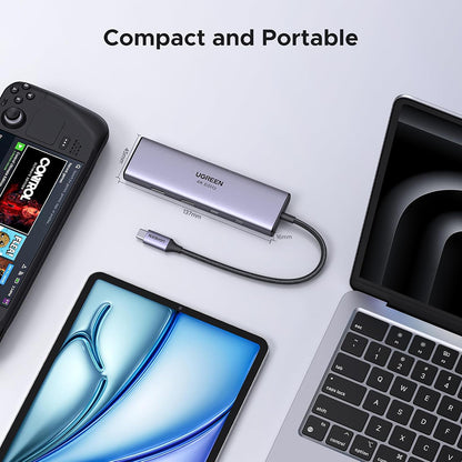 USB-C razdelilnik UGREEN CM498 (15375), 2 x USB-A - 3 x USB-C - 1 x HDMI - 1 x RJ45 - 1 x SD - 1 x microSD, Siva