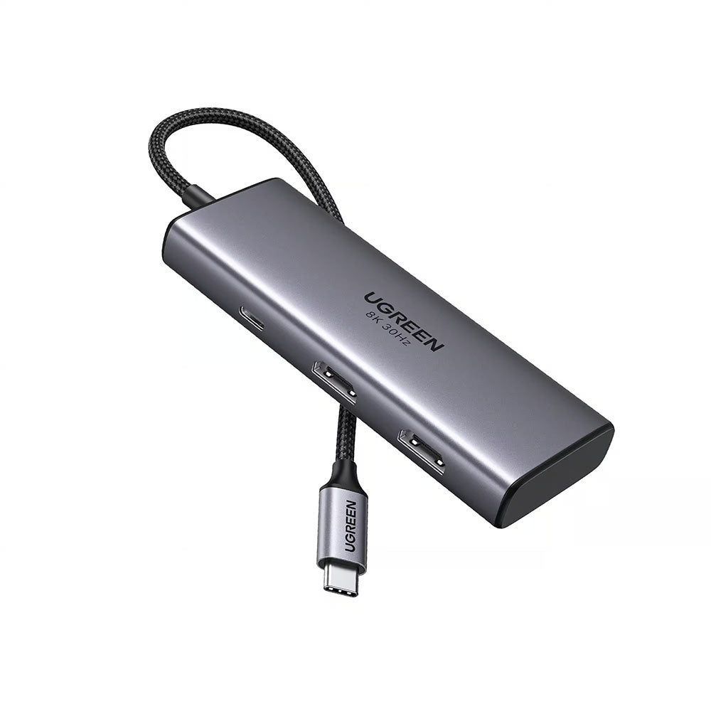Hub USB-C UGREEN CM498 (15852), 2 x USB-A 3.0 - 2 x USB-C - 2 x HDMI, Siv