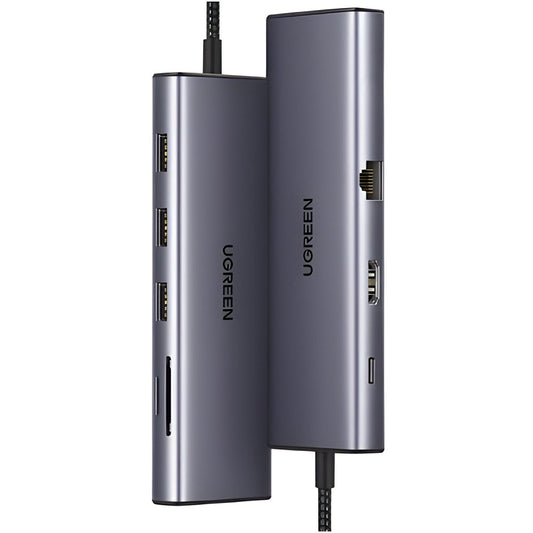 Hub USB-C UGREEN CM498 (15600), 3 x USB-A 3.0 - 1 x USB-C - 1 x HDMI - 1 x VGA - 1 x RJ45 - 1 x SD - 1 x microSD, Siv