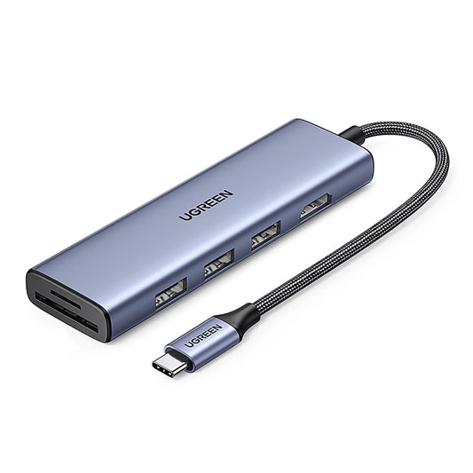 Hub USB-C UGREEN CM511 (20956A), 3 x USB-A 3.0 - 1 x HDMI - 1 x SD - 1 x microSD, Siv