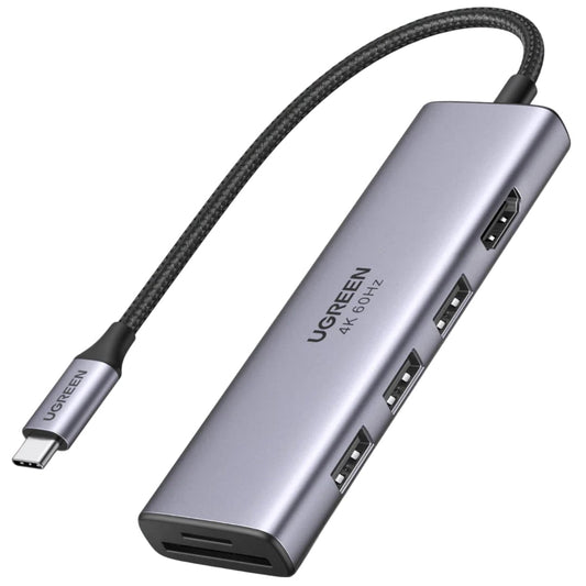 Hub USB-C UGREEN CM511 (60383), 3 x USB-A 3.2 - 1 x HDMI - 1 x SD - 1 x microSD, Siv