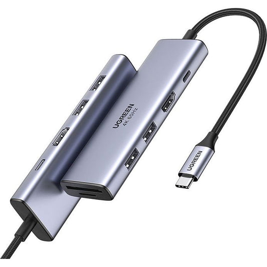 Hub USB-C UGREEN CM511 (60384), 2 x USB-A 3.0 - 1 x USB-C - 1 x HDMI - 1 x SD - 1 x microSD, Siv