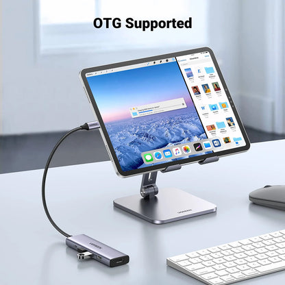 Hub USB-C UGREEN CM511 (15596), 3 x USB-A 3.0 - 1 x USB-C - 1 x HDMI, Siv