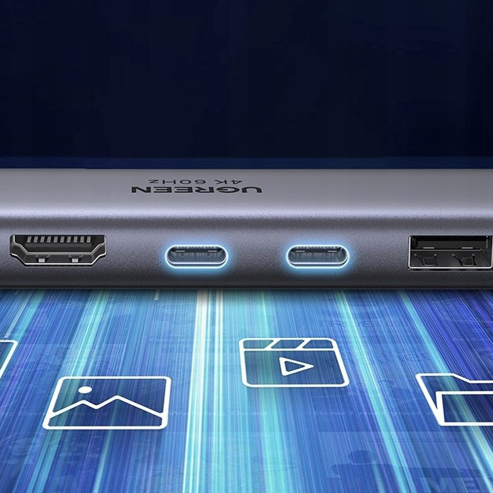 Hub USB-C UGREEN CM511 (45521), 1 x USB-A 3.2 - 3 x USB-C - 1 x HDMI - 1 x SD - 1 x microSD, Siv