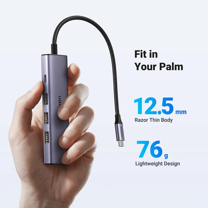Hub USB-C UGREEN CM511 (15596), 3 x USB-A 3.0 - 1 x USB-C - 1 x HDMI, Siv