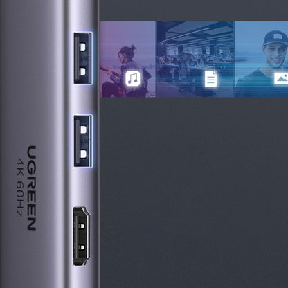 Hub USB-C UGREEN CM511 (60384), 2 x USB-A 3.0 - 1 x USB-C - 1 x HDMI - 1 x SD - 1 x microSD, Siv