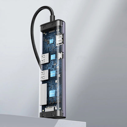 Hub USB-C UGREEN CM512, 2 x USB-A 3.0 - 1 x USB-C - 1 x HDMI - 1 x SD - 1 x microSD - RJ45, Siv