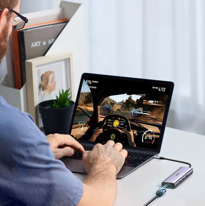 Hub USB-C UGREEN CM512, 2 x USB-A 3.0 - 1 x USB-C - 1 x HDMI - 1 x SD - 1 x microSD - RJ45, Siv