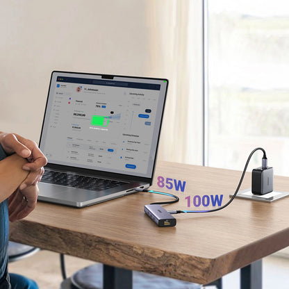 Hub USB-C UGREEN CM512 (15598), 3 x USB-A 3.0 - 1 x USB-C - 1 x HDMI - 1 x RJ45, Siv
