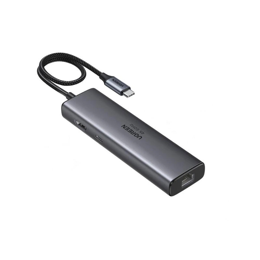 Hub USB-C UGREEN CM512 (45000), 2 x USB-A 3.2 - 2 x USB-C - 1 X HDMI - 1 x RJ45, Siv