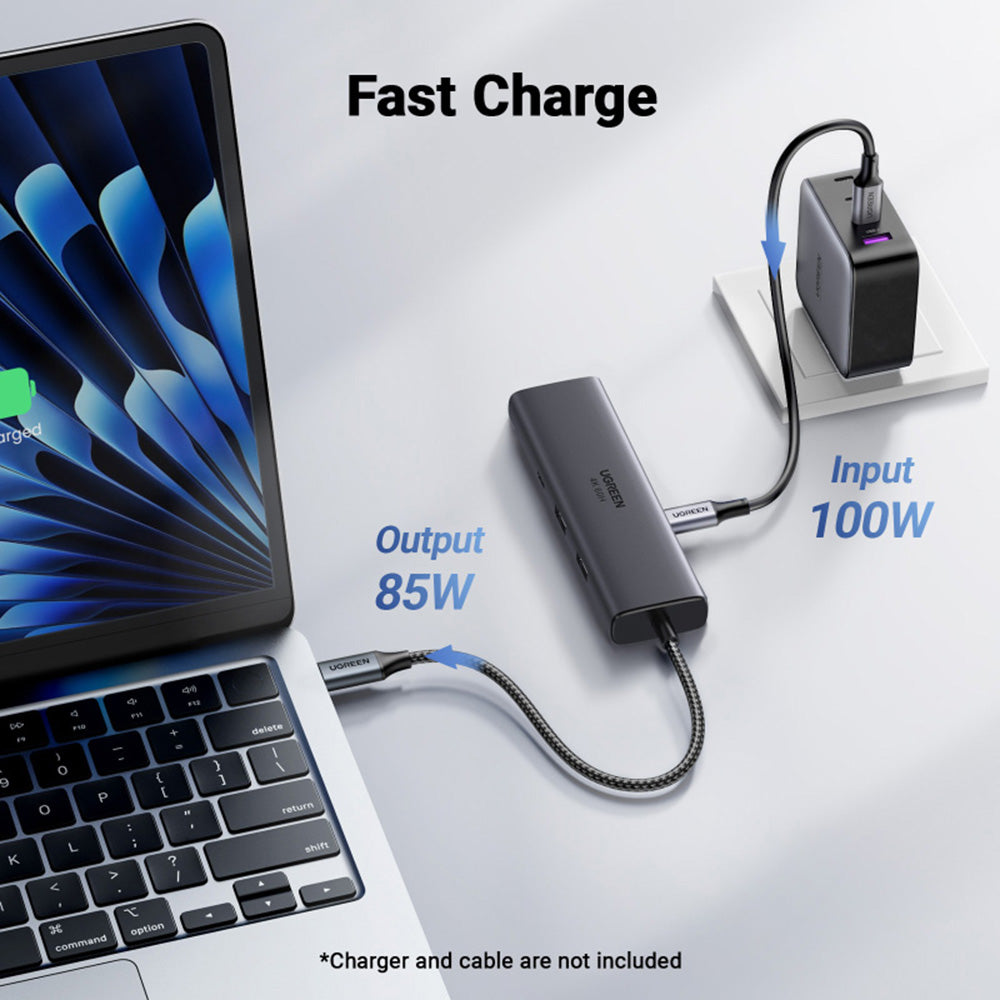 Hub USB-C UGREEN CM512 (45000), 2 x USB-A 3.2 - 2 x USB-C - 1 X HDMI - 1 x RJ45, Siv