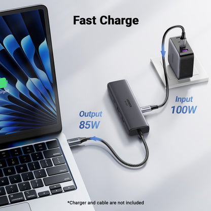 Hub USB-C UGREEN CM512 (45000), 2 x USB-A 3.2 - 2 x USB-C - 1 X HDMI - 1 x RJ45, Siv