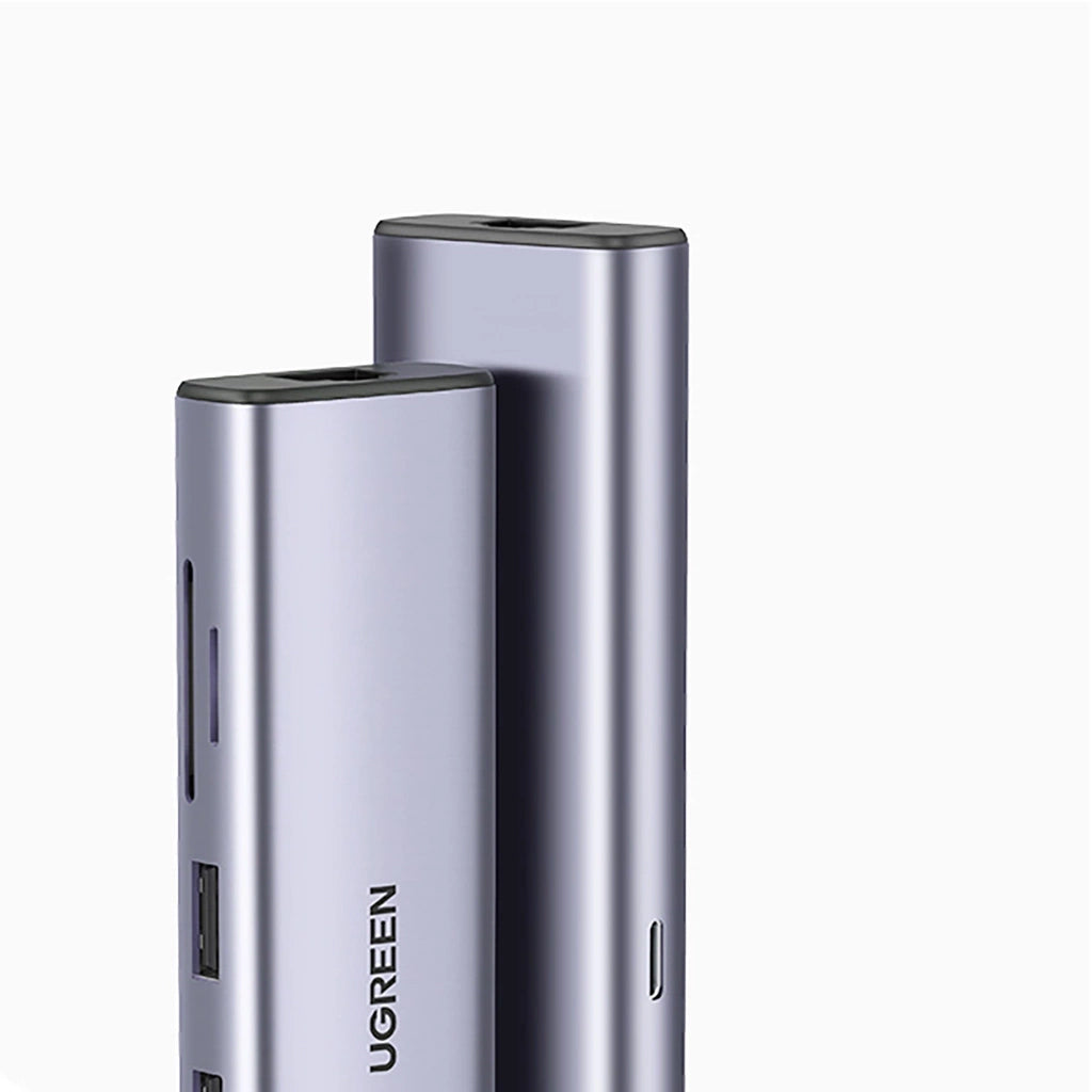 UGREEN CM512 USB-C Hub, 2 x USB-A 3.0 - 1 x USB-C - 1 x HDMI - 1 x SD - 1 x microSD - RJ45, Gray