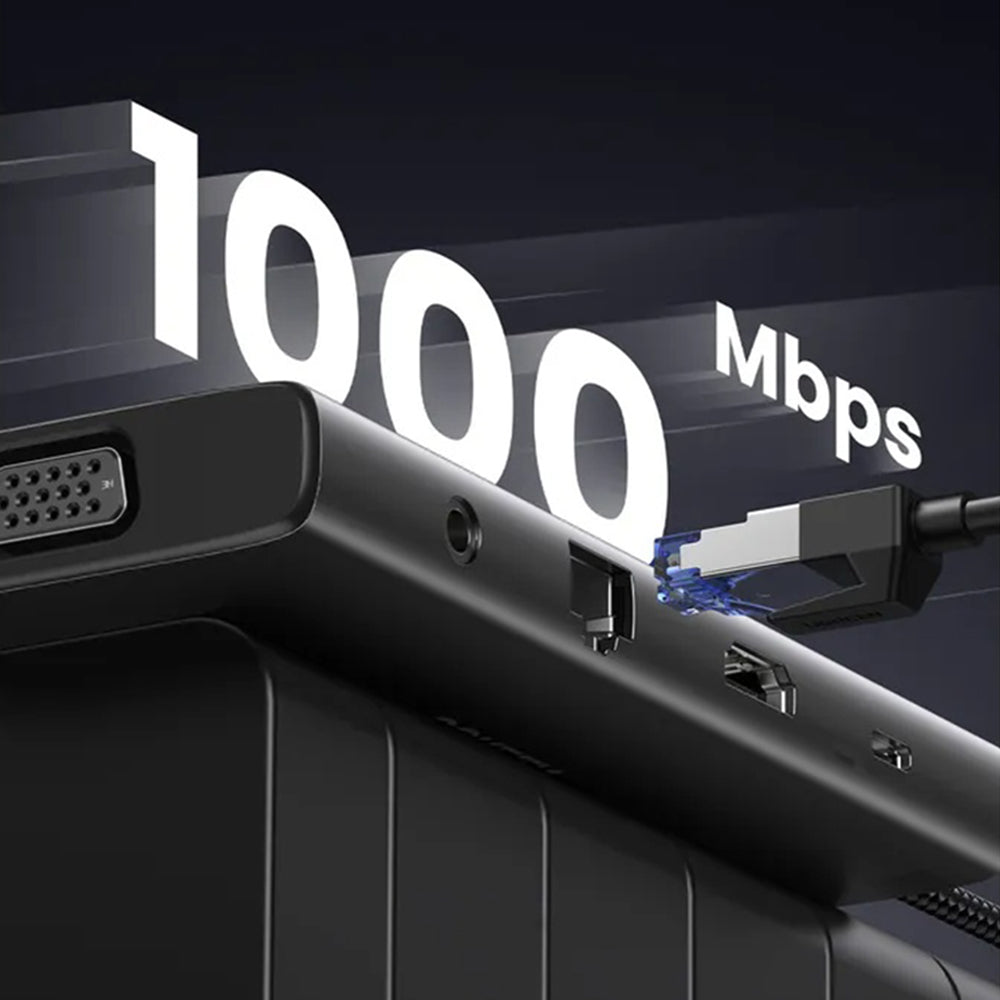 Hub USB-C UGREEN CM639 (45520), 2 x USB-A 3.2 - 3 x USB-C - 1 x HDMI - 1 x VGA - 1 x Jack 3.5mm - 1 x RJ45 - 1 x SD - 1 x microSD, Siv