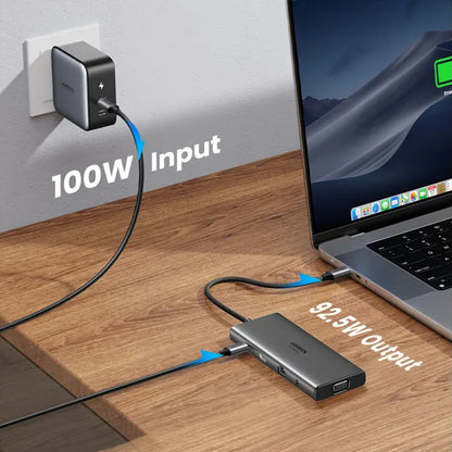 Hub USB-C UGREEN CM639 (45520), 2 x USB-A 3.2 - 3 x USB-C - 1 x HDMI - 1 x VGA - 1 x Jack 3.5mm - 1 x RJ45 - 1 x SD - 1 x microSD, Siv