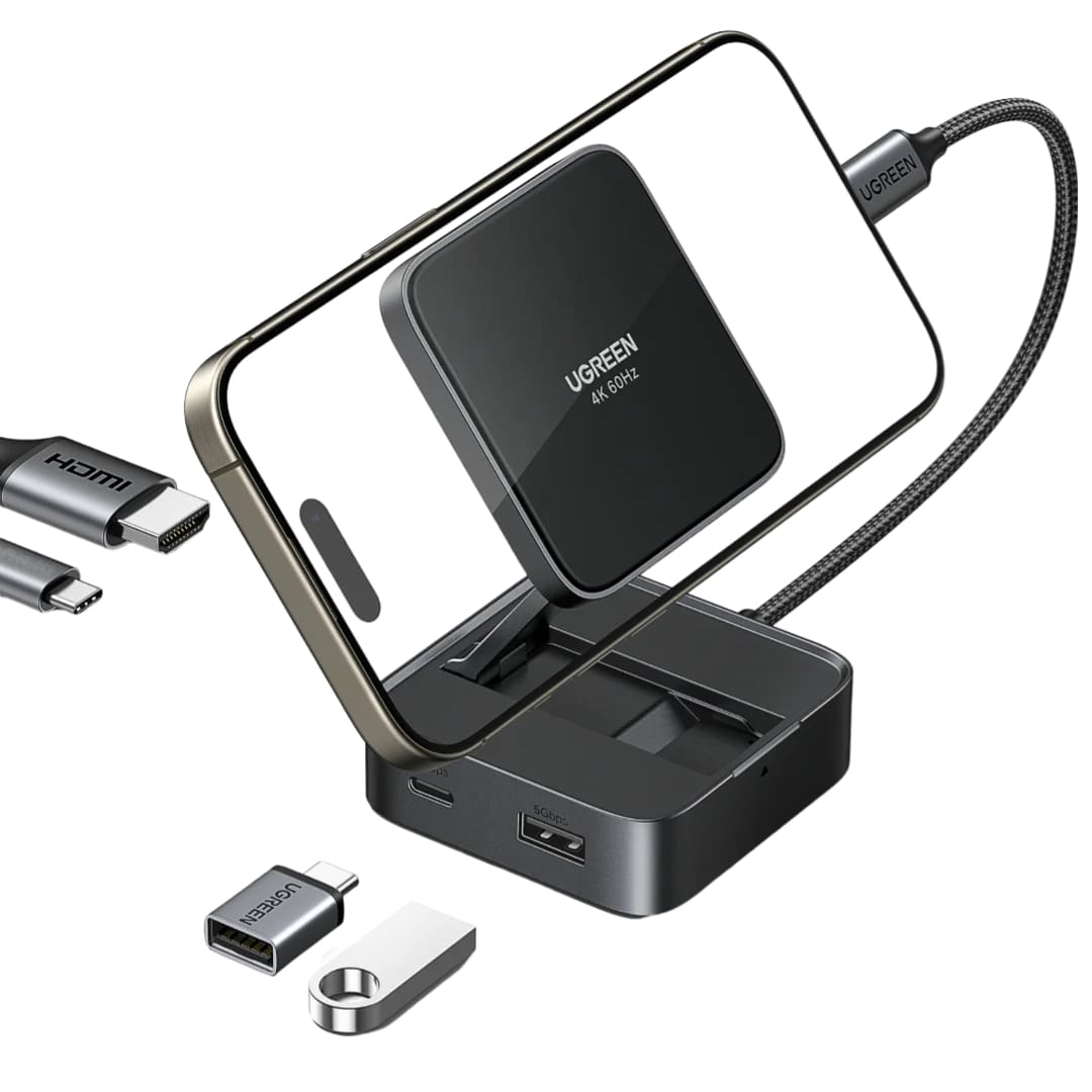 Hub USB-C UGREEN CM801, 1 x USB-A 3.0 - 2 x USB-C - 1 x HDMI, Siv