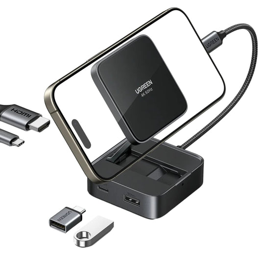Hub USB-C UGREEN CM801, 1 x USB-A 3.0 - 2 x USB-C - 1 x HDMI, Siv