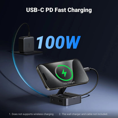 Hub USB-C UGREEN CM801, 1 x USB-A 3.0 - 2 x USB-C - 1 x HDMI, Siv