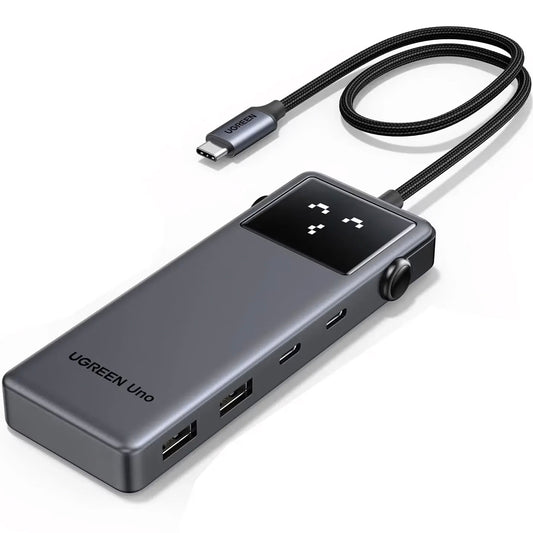 Hub USB-C UGREEN CM888 Uno, 2 x USB-A 3.2 - 3 x USB-C - 1 x HDMI, Siv