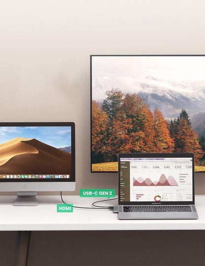 USB-C UGREEN razširitveni razdelilec za Apple MacBook Pro / Air serijo, 3 x USB-A 3.0 - 1 x USB-C - 1 x HDMI, Siva