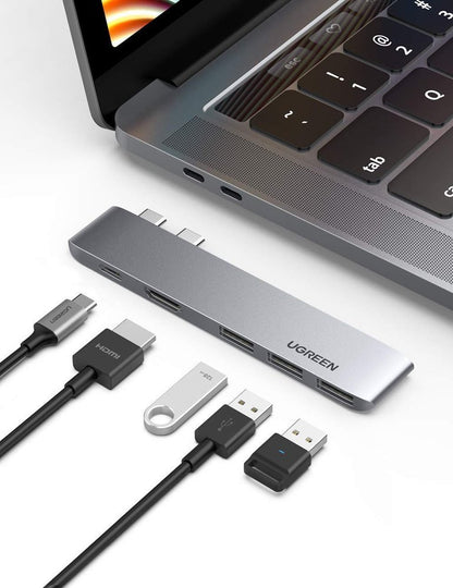 USB-C UGREEN razširitveni razdelilec za Apple MacBook Pro / Air serijo, 3 x USB-A 3.0 - 1 x USB-C - 1 x HDMI, Siva