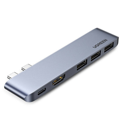 USB-C UGREEN razširitveni razdelilec za Apple MacBook Pro / Air serijo, 3 x USB-A 3.0 - 1 x USB-C - 1 x HDMI, Siva