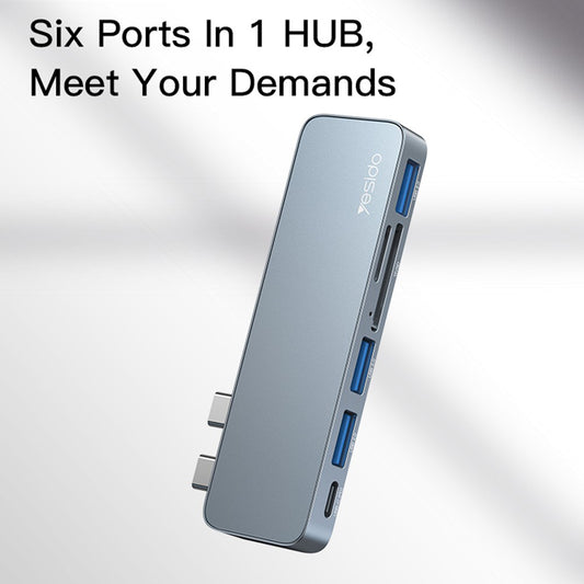 USB-C Hub Yesido HB10 za Apple MacBook Pro / Air, 6v1, Siv