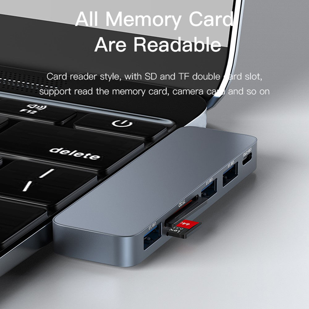 USB-C Hub Yesido HB10 za Apple MacBook Pro / Air, 6v1, Siv