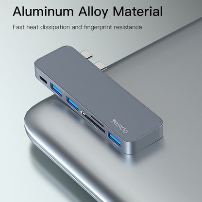 USB-C Hub Yesido HB10 za Apple MacBook Pro / Air, 6v1, Siv