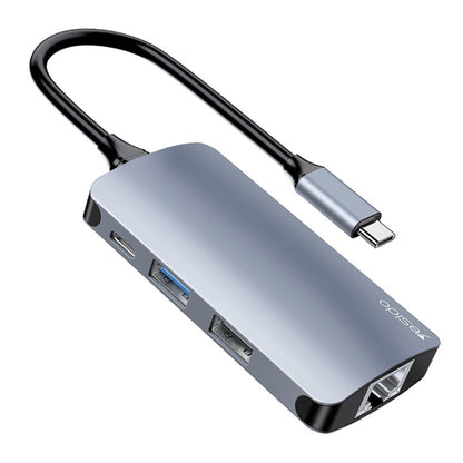 Hub USB-C Yesido HB15, 6v1, Siv
