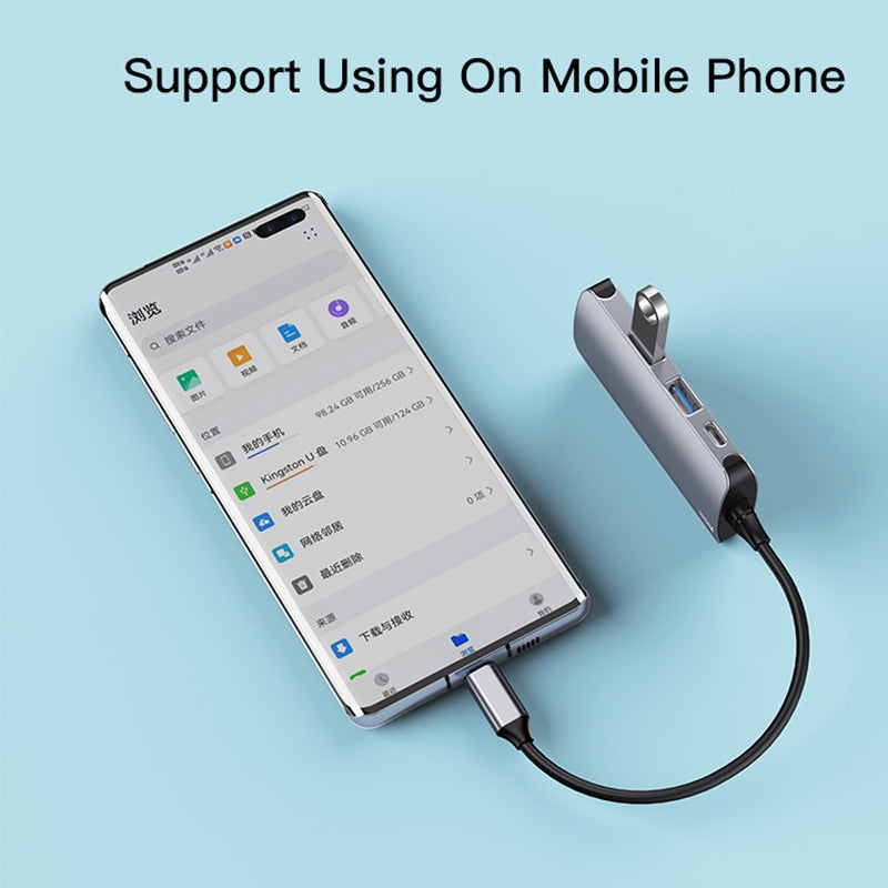 Hub USB-C Yesido HB15, 6v1, Siv