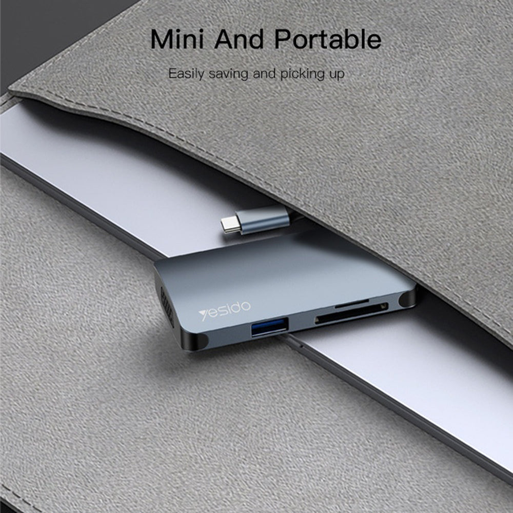 Hub USB-C Yesido HB16, 7v1, Siv