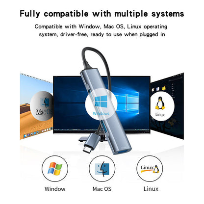 Hub USB-C Yesido HB17, 4v1, Siv