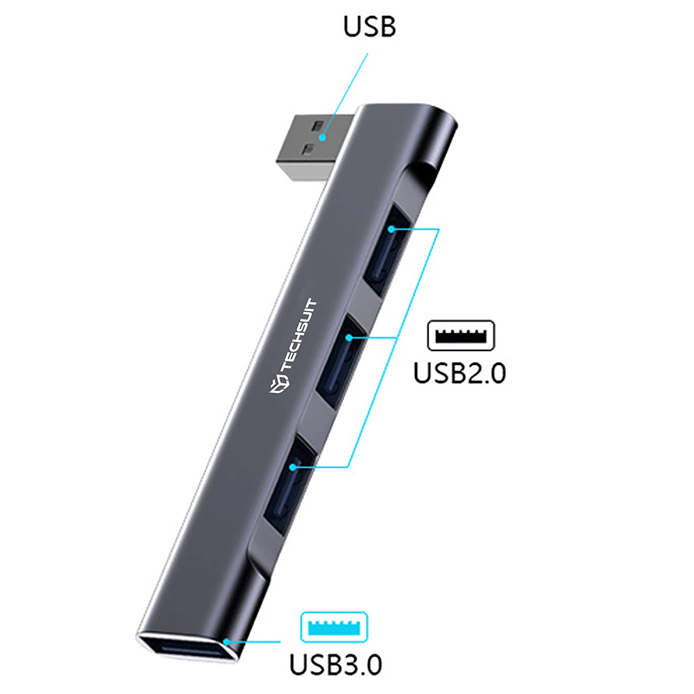 Hub USB Techsuit H14 ZenithDock, 4in1, Siv