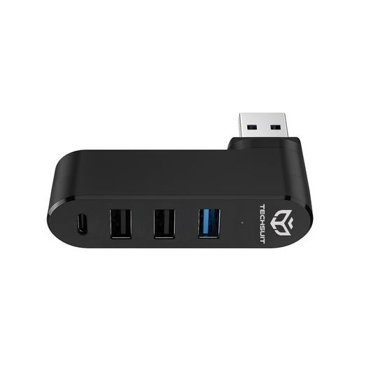 USB Hub Techsuit H17 SplitterNode, 4v1, Črn