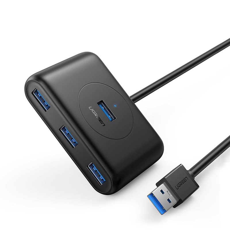Hub USB UGREEN CR113, 4 x USB-A 3.0, 1m, črn