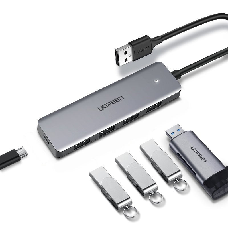 USB Hub UGREEN CM219, 4 x USB-A 3.0 - 1 x USB-C, Siv