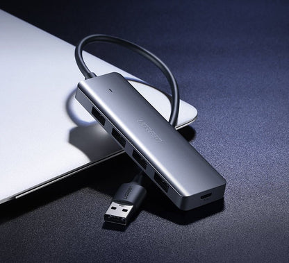 USB Hub UGREEN CM219, 4 x USB-A 3.0 - 1 x USB-C, Siv