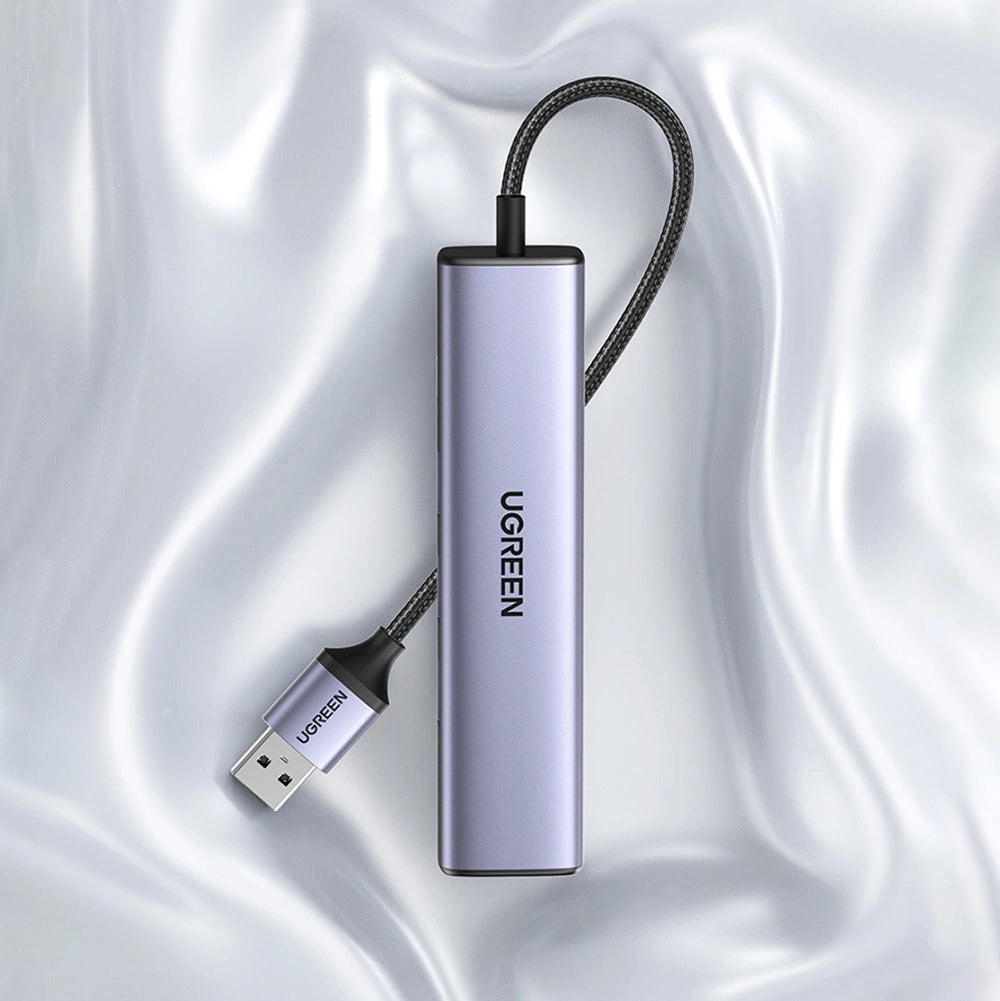 Hub USB UGREEN CM475, 3 x USB-A 3.0 - 1 x USB-C - 1 x RJ45, Siv