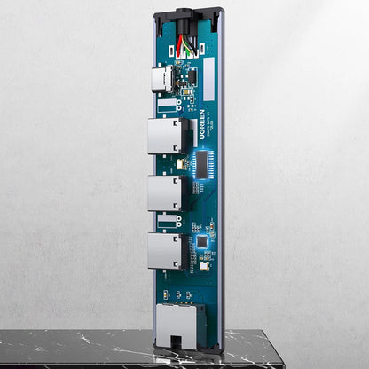 Hub USB UGREEN CM475, 3 x USB-A 3.0 - 1 x USB-C - 1 x RJ45, Siv