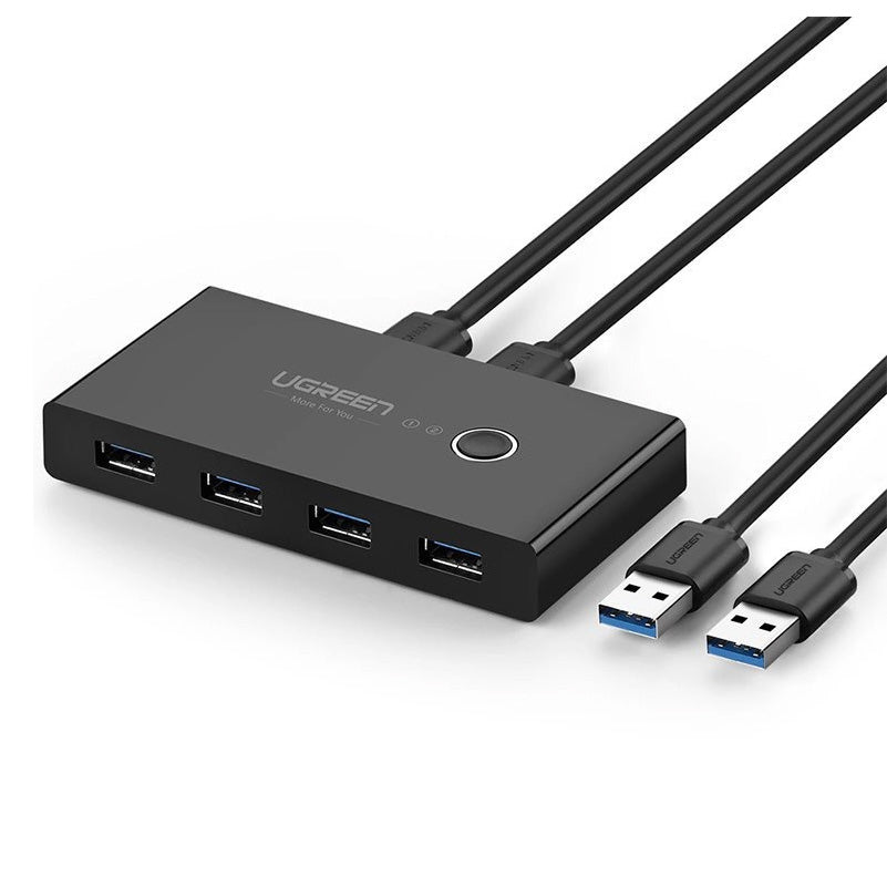 USB Hub UGREEN US216 Two Sharing Switch Box, 4 x USB-A 3.0, Black