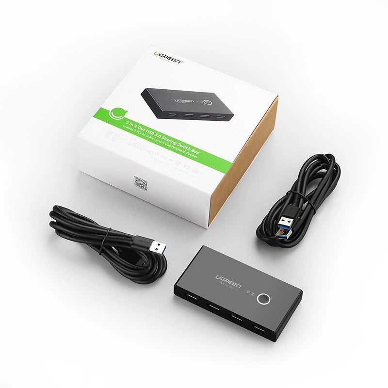 USB Hub UGREEN US216 Two Sharing Switch Box, 4 x USB-A 3.0, Black