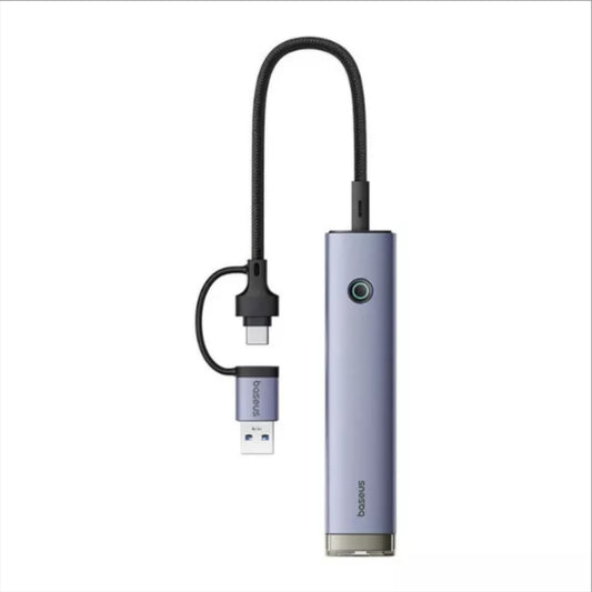 Hub USB / USB-C Baseus UltraJoy, 3 x USB-A 3.0 - 1 x USB-C - 1 x RJ45, Siv B0005280B811-14