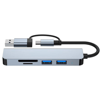 Hub USB / USB-C Techsuit H7 DataBridge, 5in1, Siv