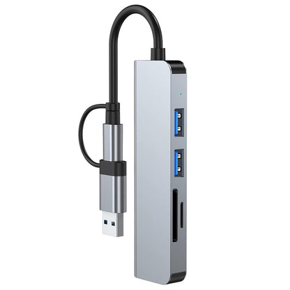 Hub USB / USB-C Techsuit H7 DataBridge, 5in1, Siv